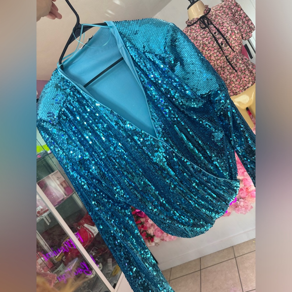 Sparkling Blue Sequin Top